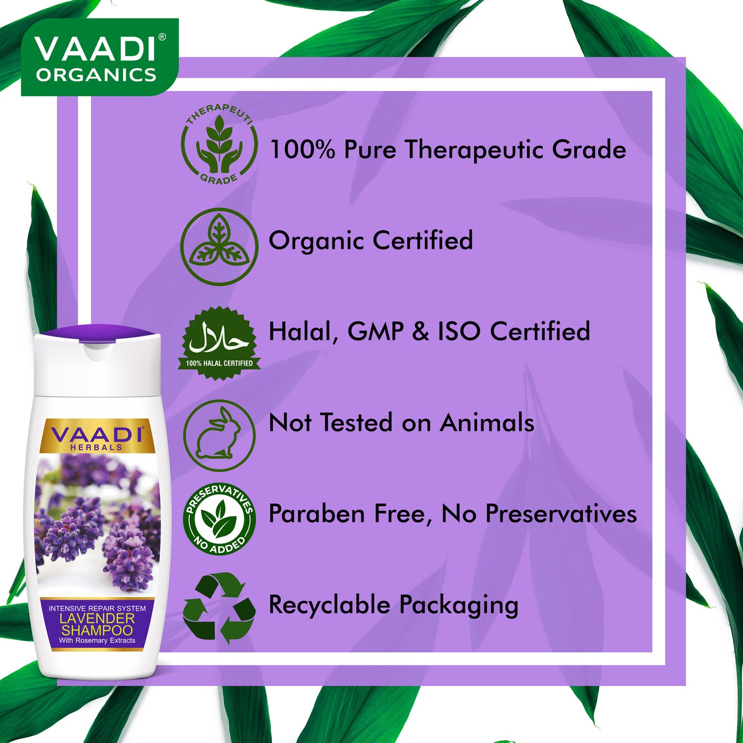 Intensive Repair Lavender Shampoo with Rosemary Extract- Improves Hair Growth - Ultra Nourishing (110 ml/ 4 fl oz)