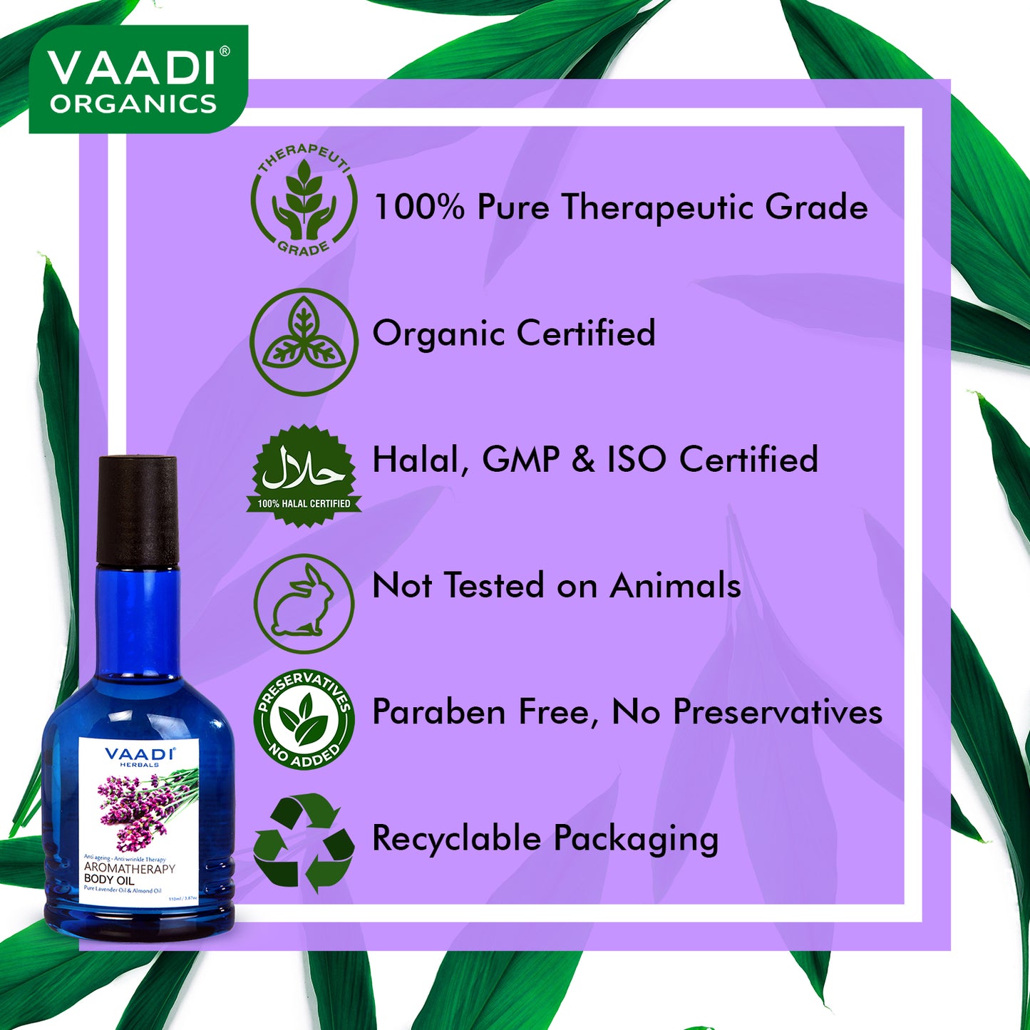 Lavender Body Oil with Almond Extract - Aromatherapy - Anti Ageing - Reduces Stress & Depression (110ml /4 fl oz)