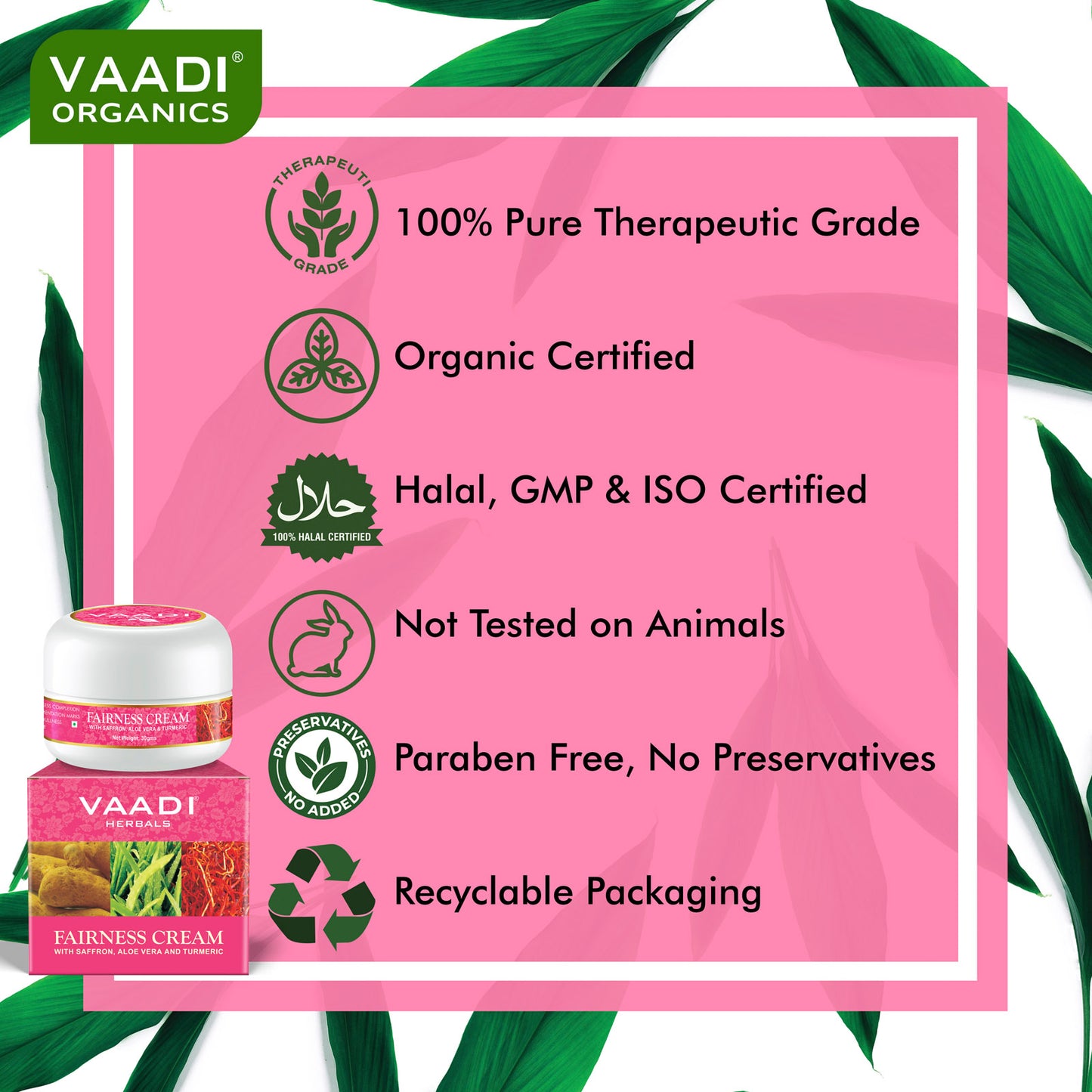 Fairness Cream with Saffron, Aloe Vera & Turmeric Extract - Lightens Marks & Blemishes - Makes Skin Flawless ( 30 gms / 1.1 oz)