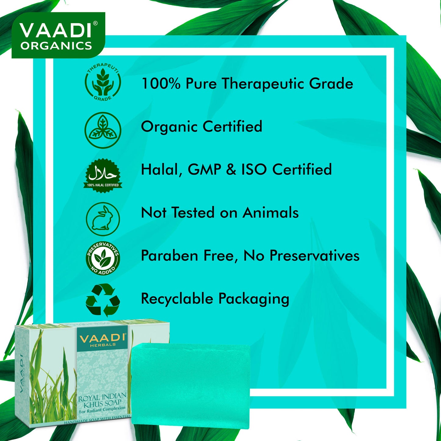 Royal India Khus (Vetiver) Soap with Olive & Soyabean Oil - Rejuvenates Skin - Boosts Cellular Renewal ( 3 x 75 gms / 2.7 oz)