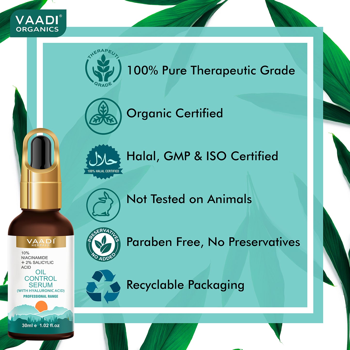 Organic Oil Control Serum With 10 % Niacinamide & 2% Salicylic Acid (30 ml)