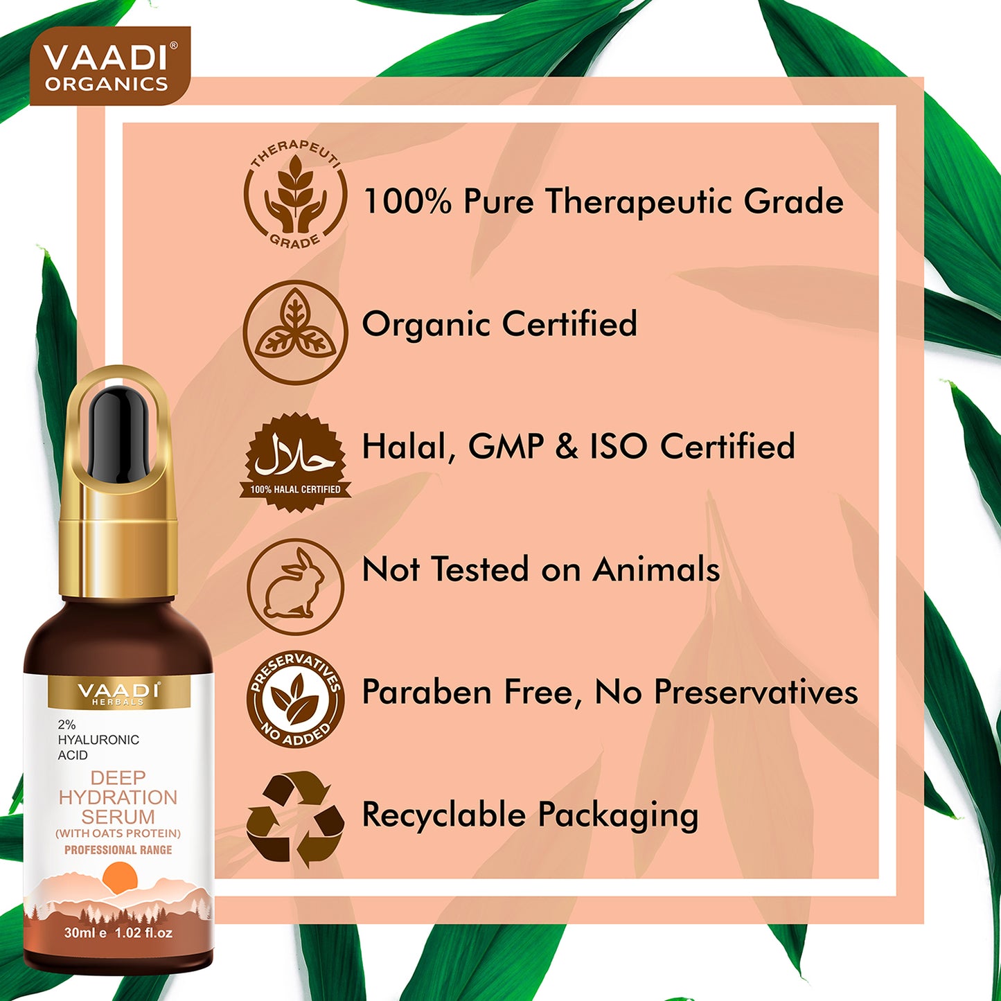 Organic Deep Hydration Serum With 2% Hyaluronic Acid & Oats Protein (30 ml)