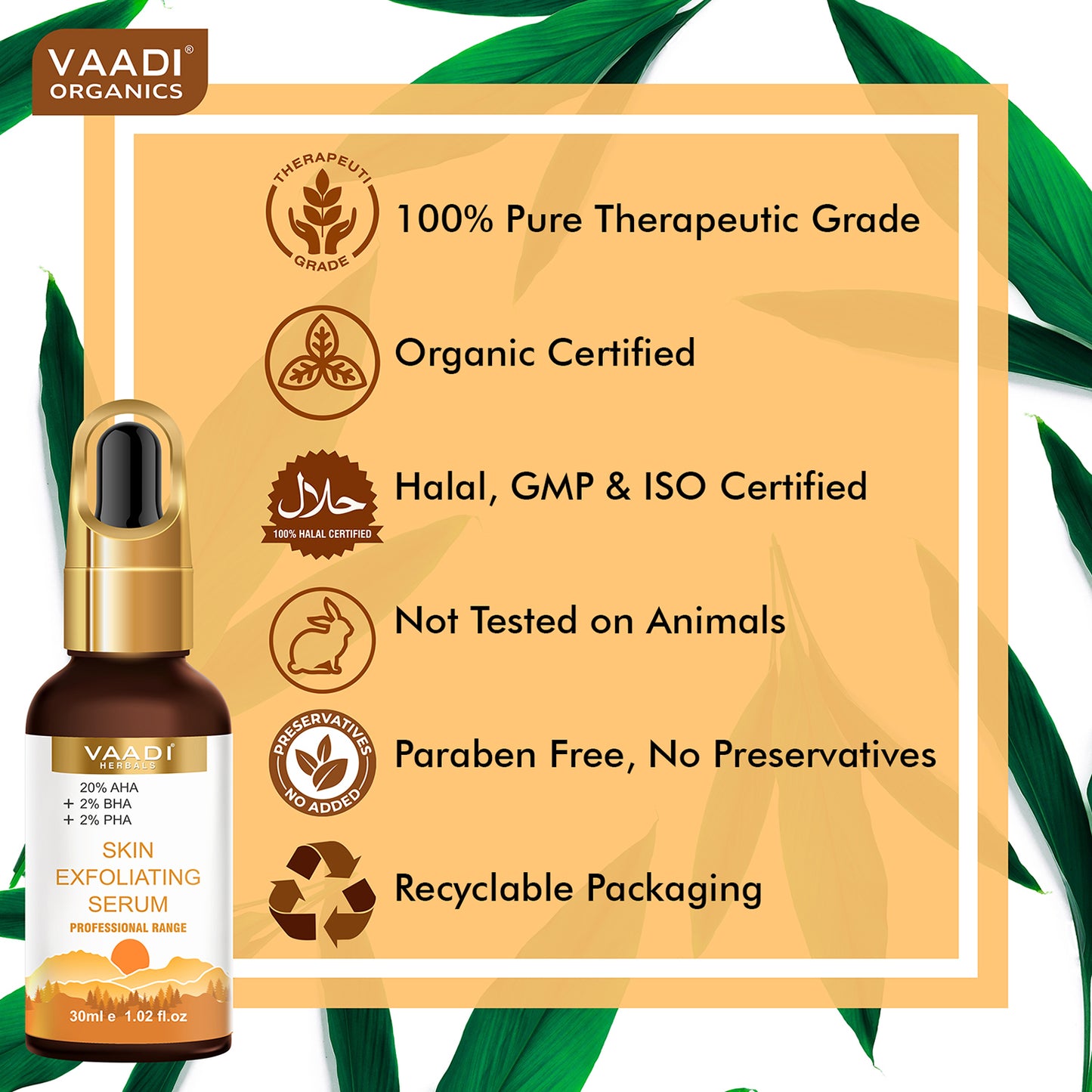 Organic Skin Exfoliating Serum With 20% AHA & 2% BHA & 2% PHA (30 ml)