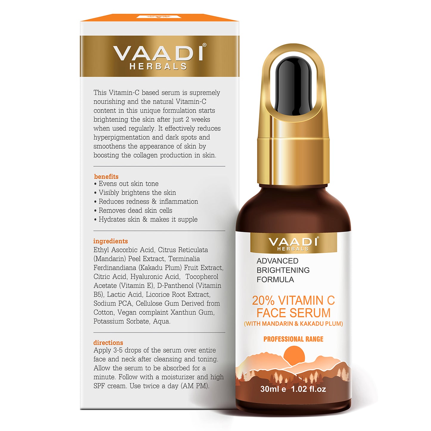 20% Organic Vitamin C Face Serum With Advanced Brightening Formula (30 ml)