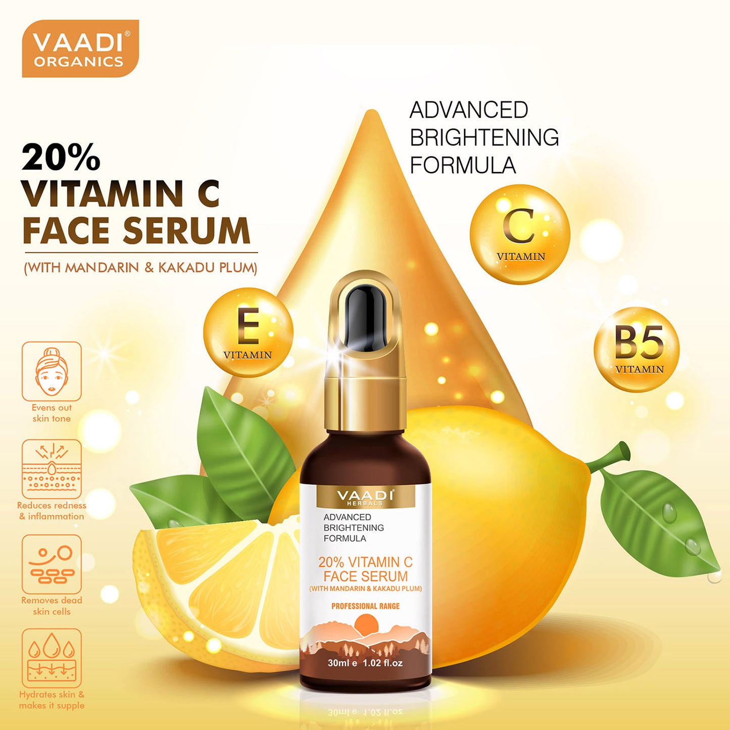 20% Organic Vitamin C Face Serum With Advanced Brightening Formula (30 ml)
