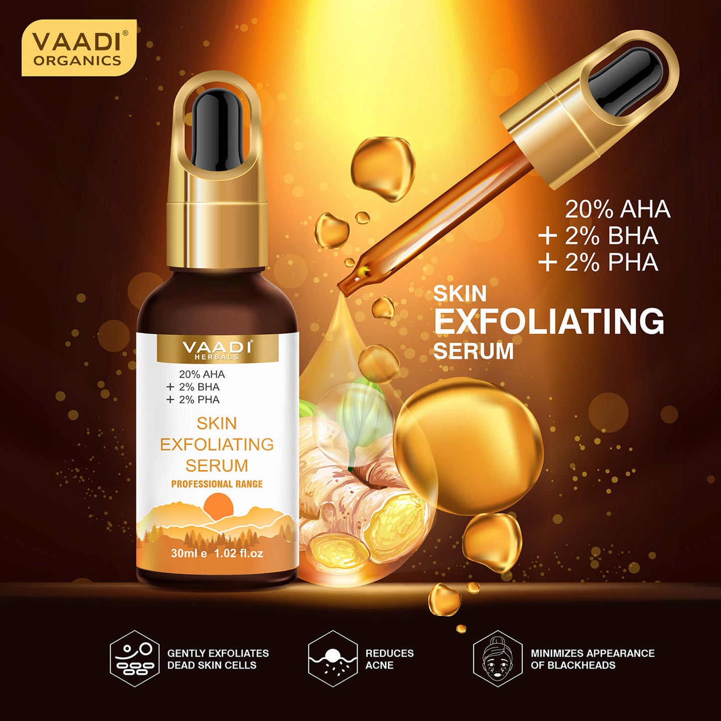 Organic Skin Exfoliating Serum With 20% AHA & 2% BHA & 2% PHA (30 ml)