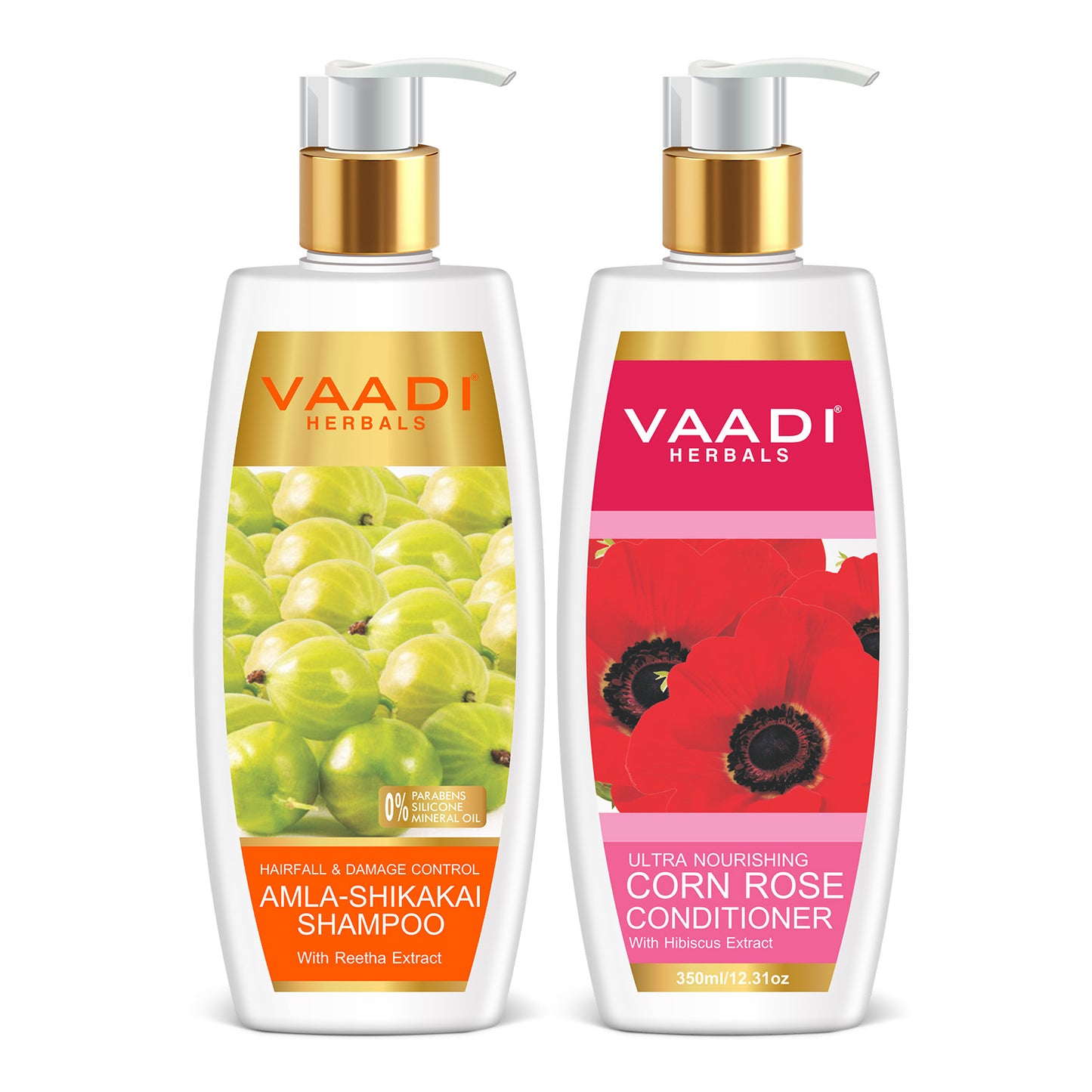 Hairfall & Damage Control Indian Gooseberry Shampoo - Corn Rose Conditioner with Hibiscus Extract (2 x 350 ml / 12 fl oz)