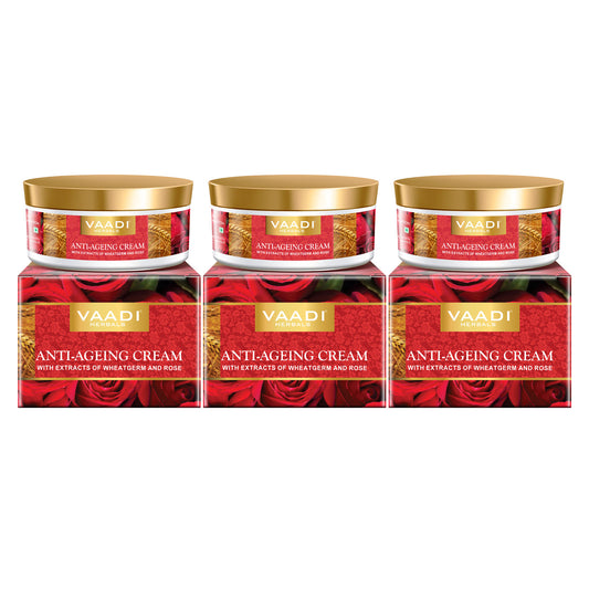 Anti Ageing Cream with Almond, Wheatgerm - Boosts Collagen & Delays Wrinkles - Keeps Skin Soft & Youthful (3 x 150 gms / 5.3 oz)