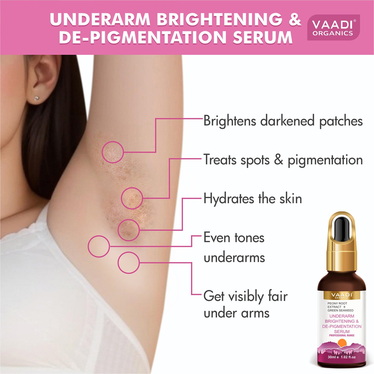 Underarm Brightening & De-Pigmentation Serum With Peony Root Extract & Green Seaweed (30 ml/ 1.02 oz)