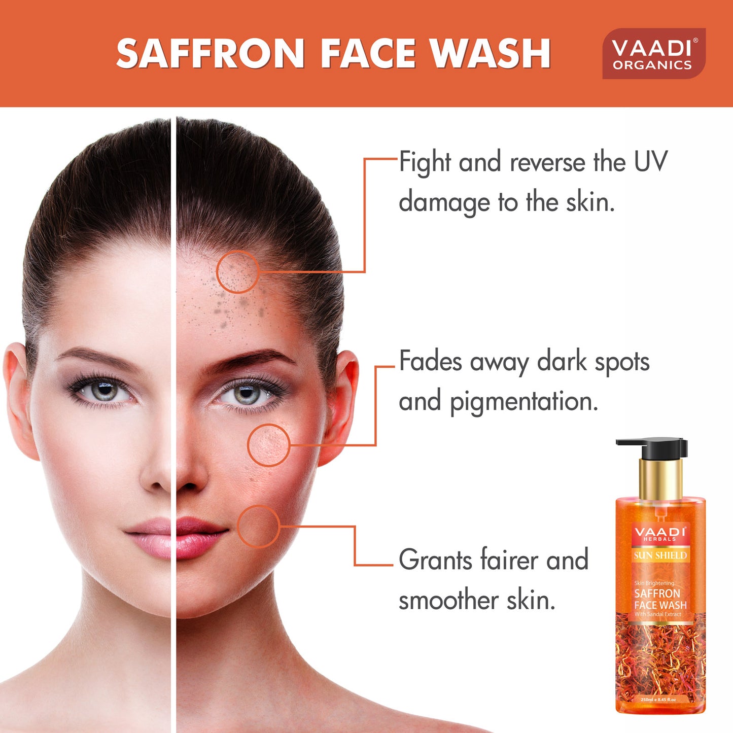 Skin Brightening Saffron Face Wash With Sandal Extract (2 x 250 ml / 8.5 fl oz)