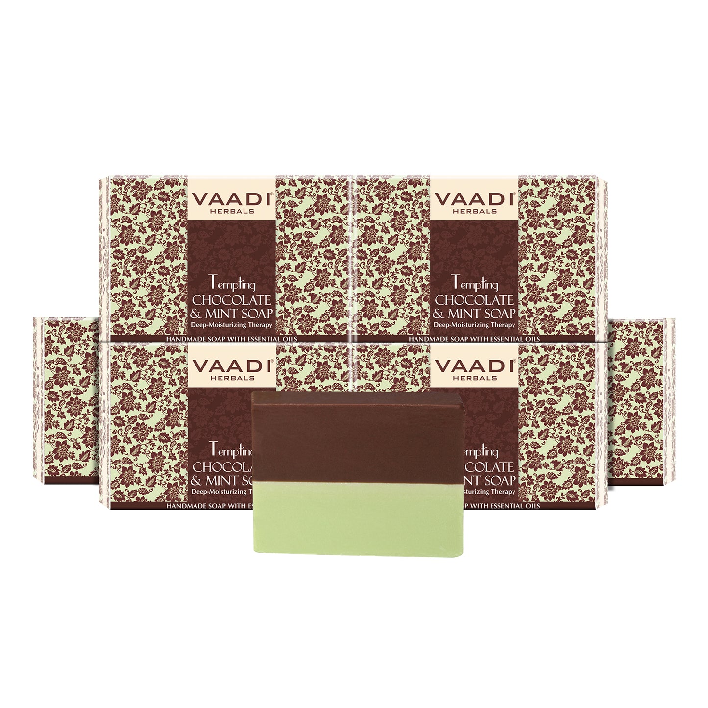 Tempting Organic Chocolate & Mint Soap - Deep Moisturising - Releives Irritated Skin (6 x 75 gms / 2.7 oz)
