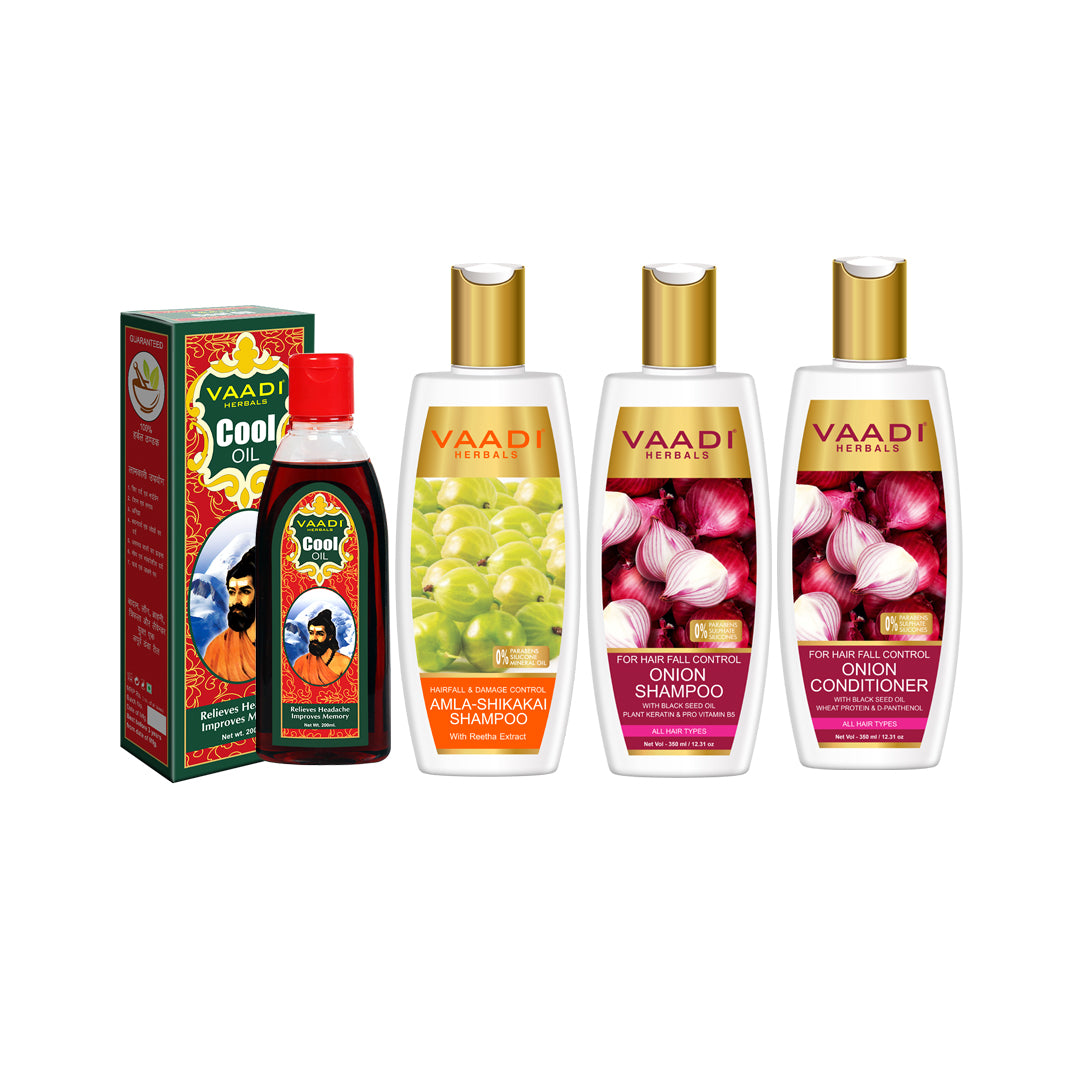 Organic Hair-Fall Control Set - Reduces Hairfall, Promotes Hair Growth - Adds Shine to Hair