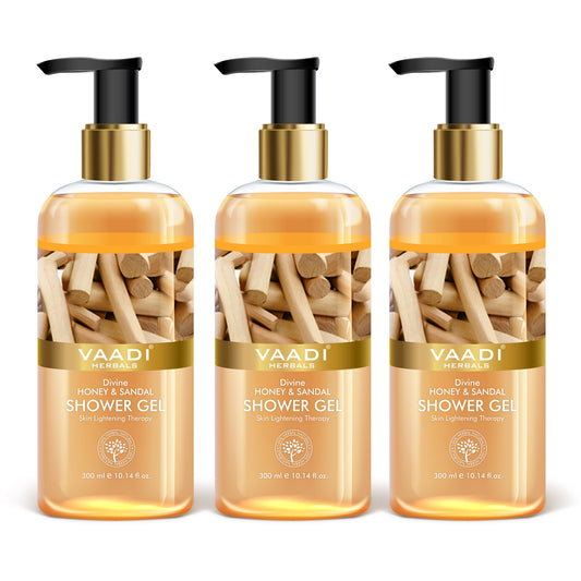 Divine Honey & Sandal Shower Gel- Skin Toning Therapy - Makes Skin Flawless (3 x 300 ml / 10.2 fl oz)