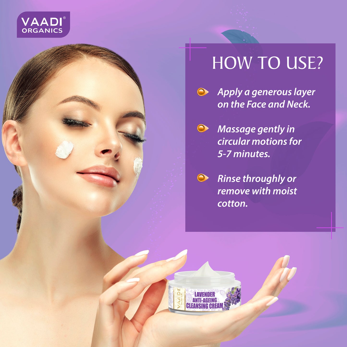 Anti Ageing Lavender Cleansing Cream with Rosemary Extract - Boosts Cellular Renewal - Keeps Skin Firm (50 gms / 2 oz)