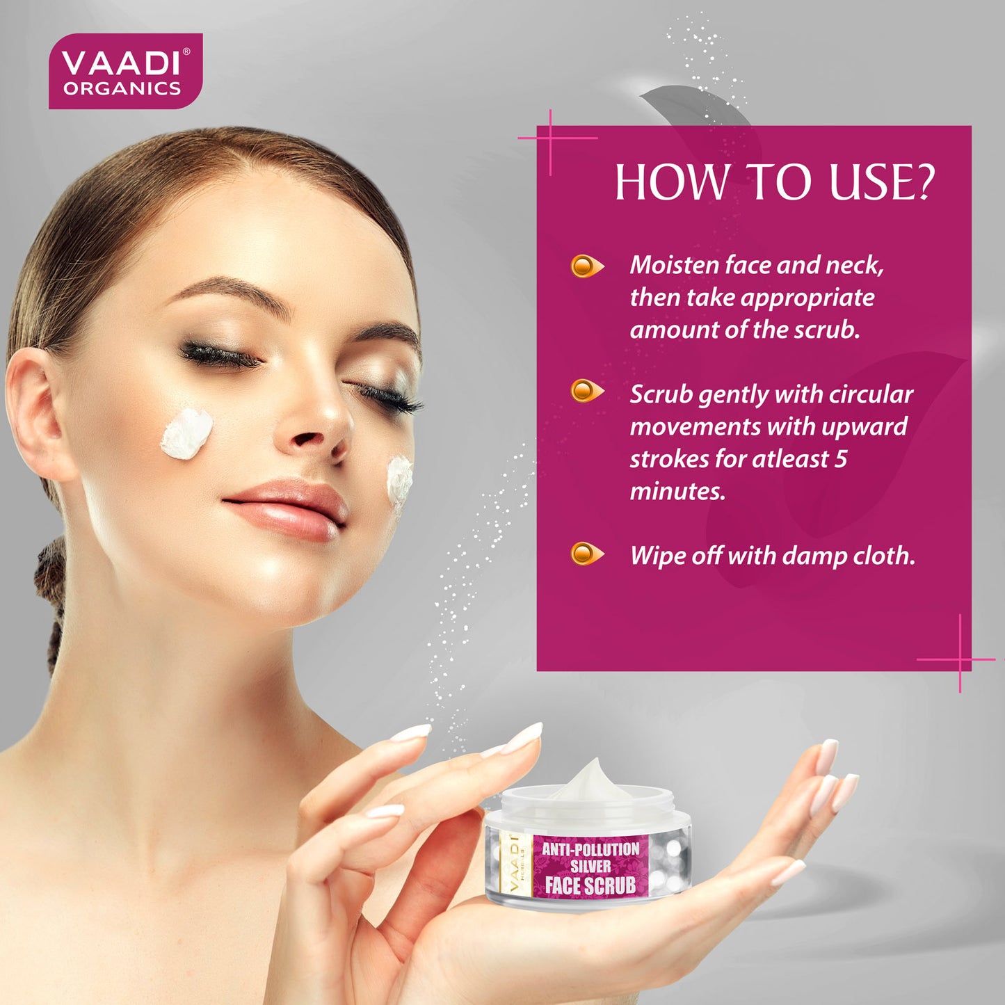 Organic Silver Scrub with Pure Silver Dust & Sandalwood Oil - Deep Cleanses Skin - Keeps Skin Soft (50 gms/ 2oz)