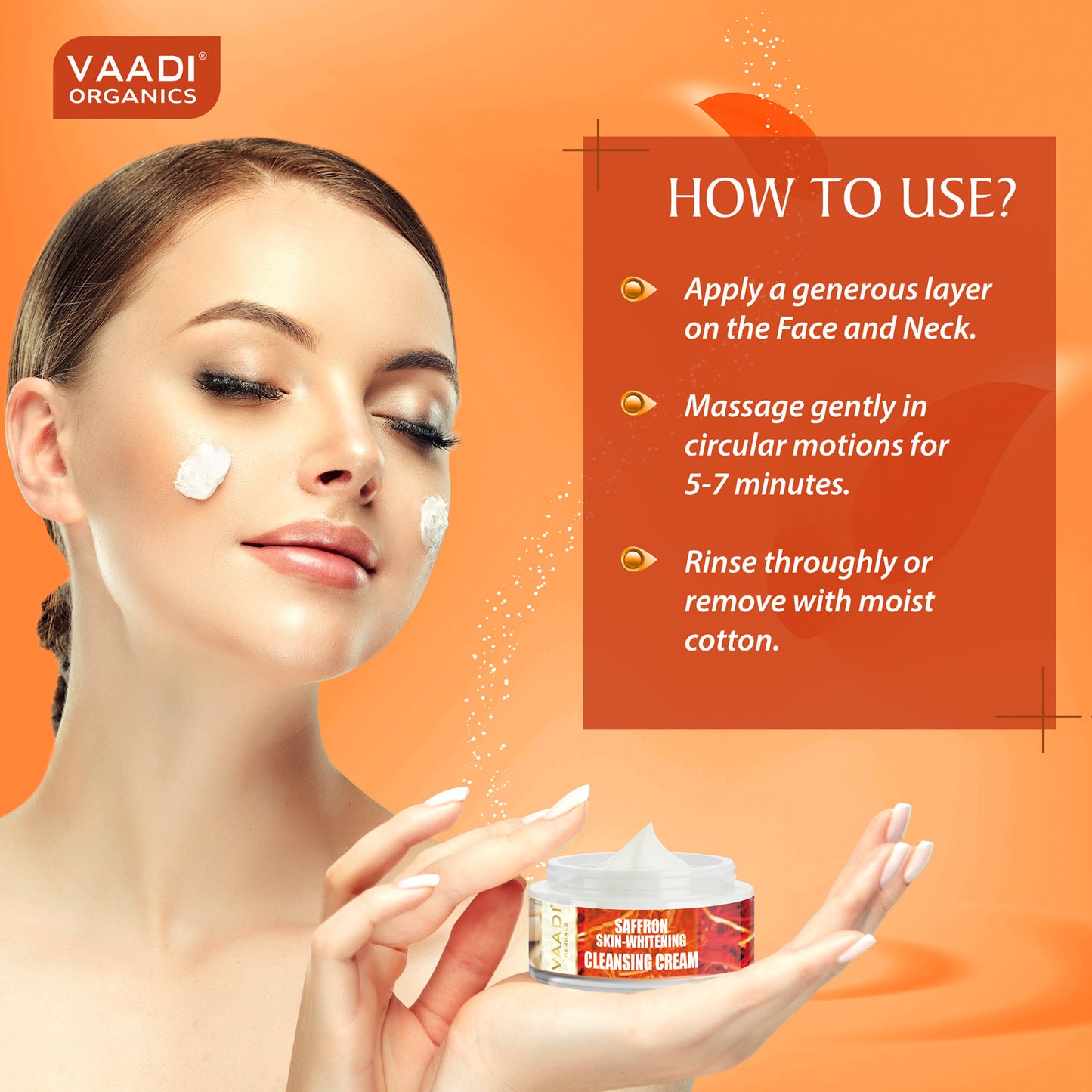 Skin Brightening Saffron Cleansing Cream with Basil Oil & Shea Butter - Improves Complexion - Reduces Puffiness, Marks & Spots ( 50 gms/2 oz)