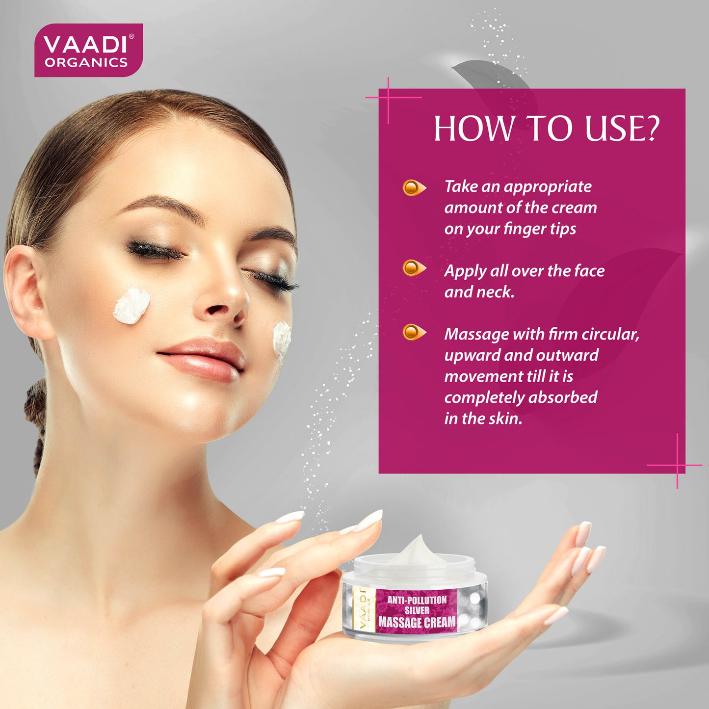 Silver Massage Cream with Pure Silver Dust & Sandalwood Oil - Deep Cleanses Skin - Keeps Skin Soft (50 gms/ 2oz)