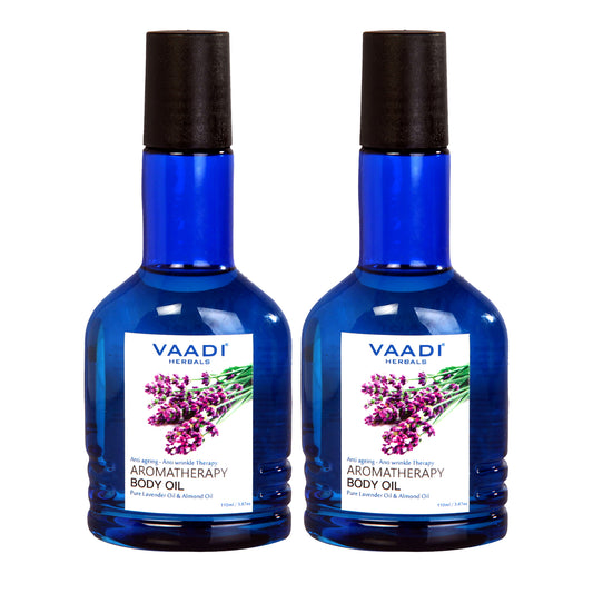 Lavender Body Oil with Almond Extract - Aromatherapy - Anti Ageing - Reduces Stress & Depression (2 x 110ml /4 fl oz)