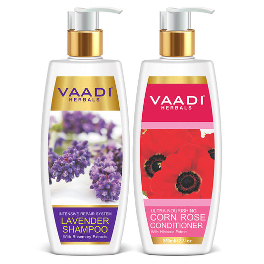 Intensive Repair Lavender Shampoo with Rosemary Extract - Ultra Nutrient Rich Corn Rose Conditioner ( 2 x 350 ml/ 12 fl oz)
