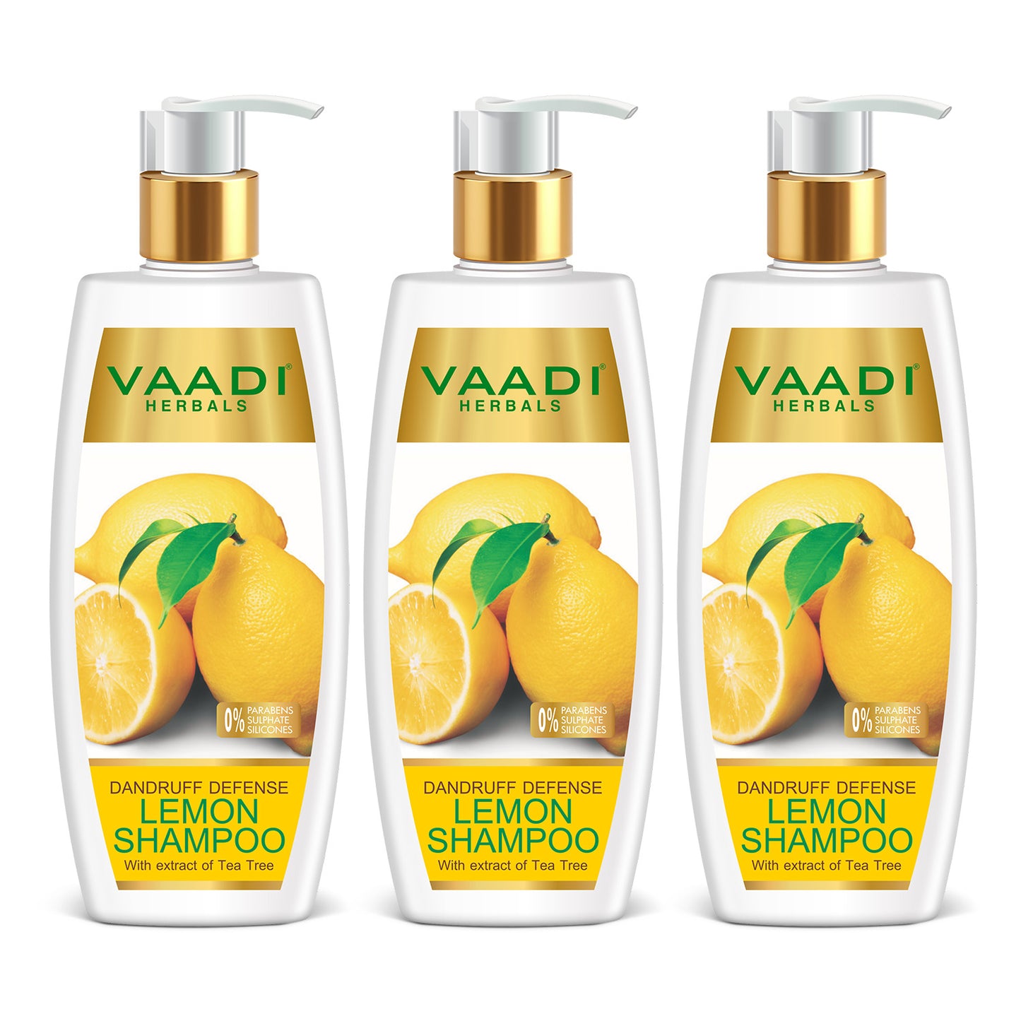 Dandruff Defense Lemon Shampoo with Tea Tree Extract - Disinfects Scalp - Prevents Hairfall (3 x 350 ml/ 12 fl oz)
