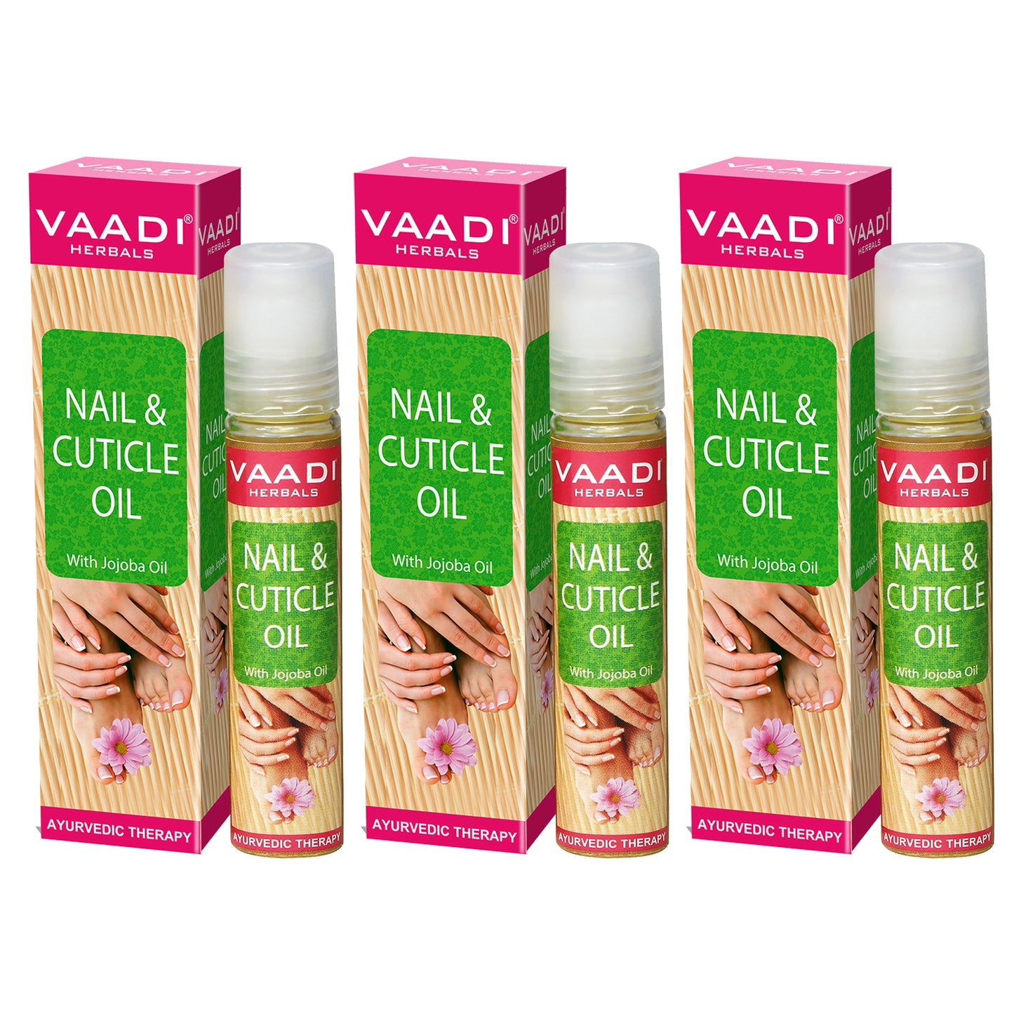 Organic Nail & Cuticle Oil with Jojoba Oil - Heals Redness & Pain - Strengthens Thin & Brittle Nails (3 x 10 ml/ 0.4 fl oz)