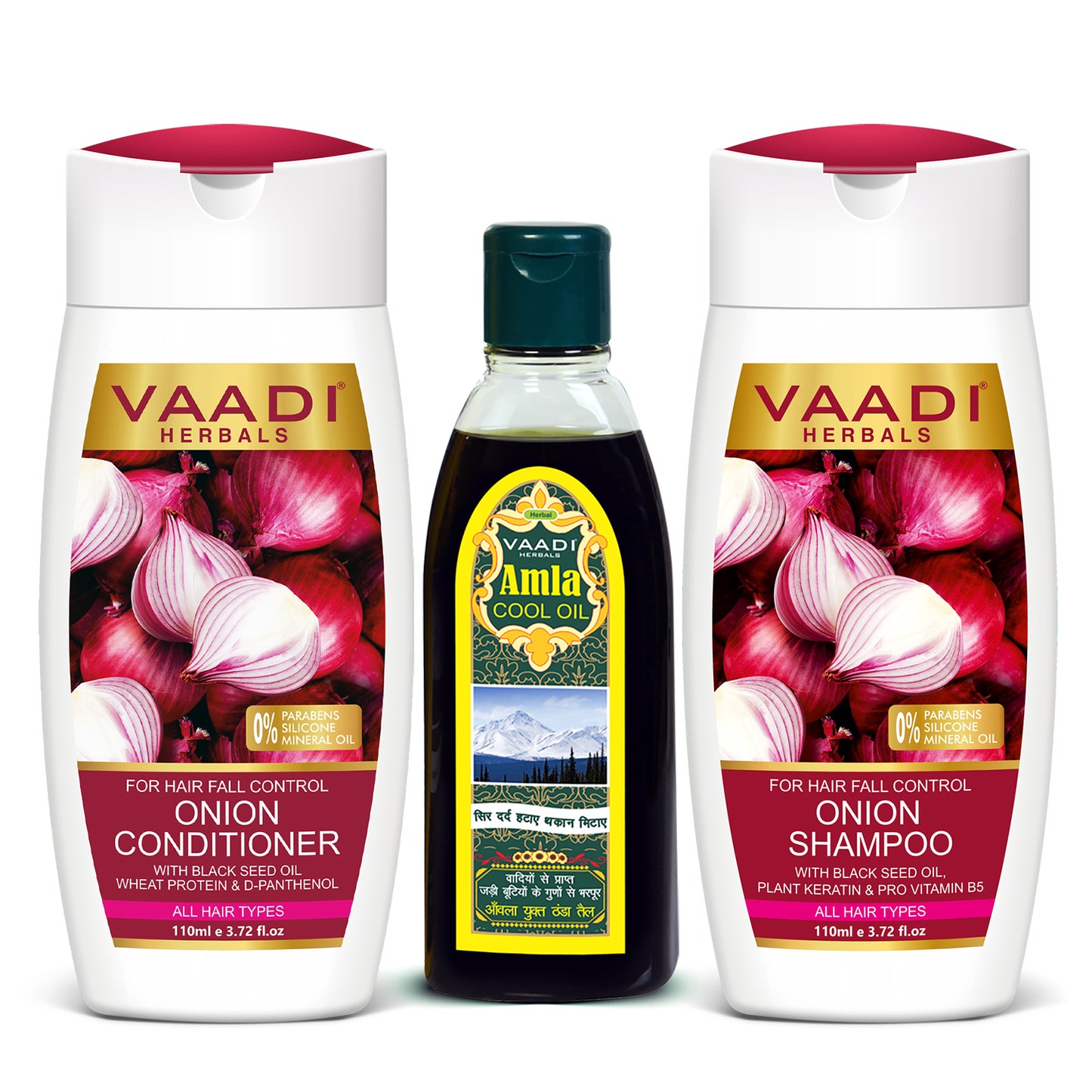 Organic Anti Hair Fall Complete Pack - Onion Shampoo (110 ml), Onion Conditioner (110 ml) & Amla Hair Oil (100 ml)