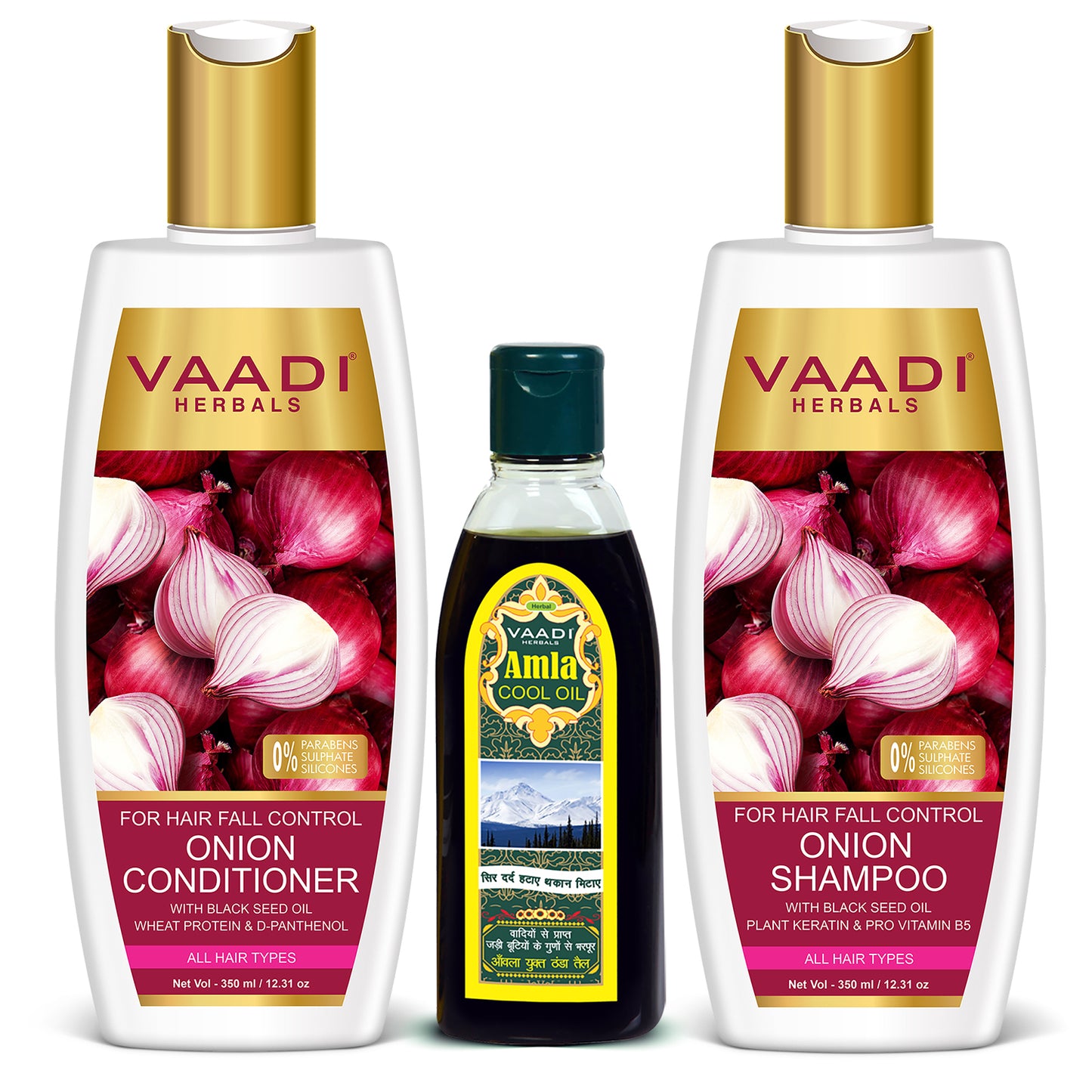Organic Anti Hair Fall Complete Pack - Onion Shampoo (350 ml), Onion Conditioner (350 ml) & Amla Hair Oil (200 ml)