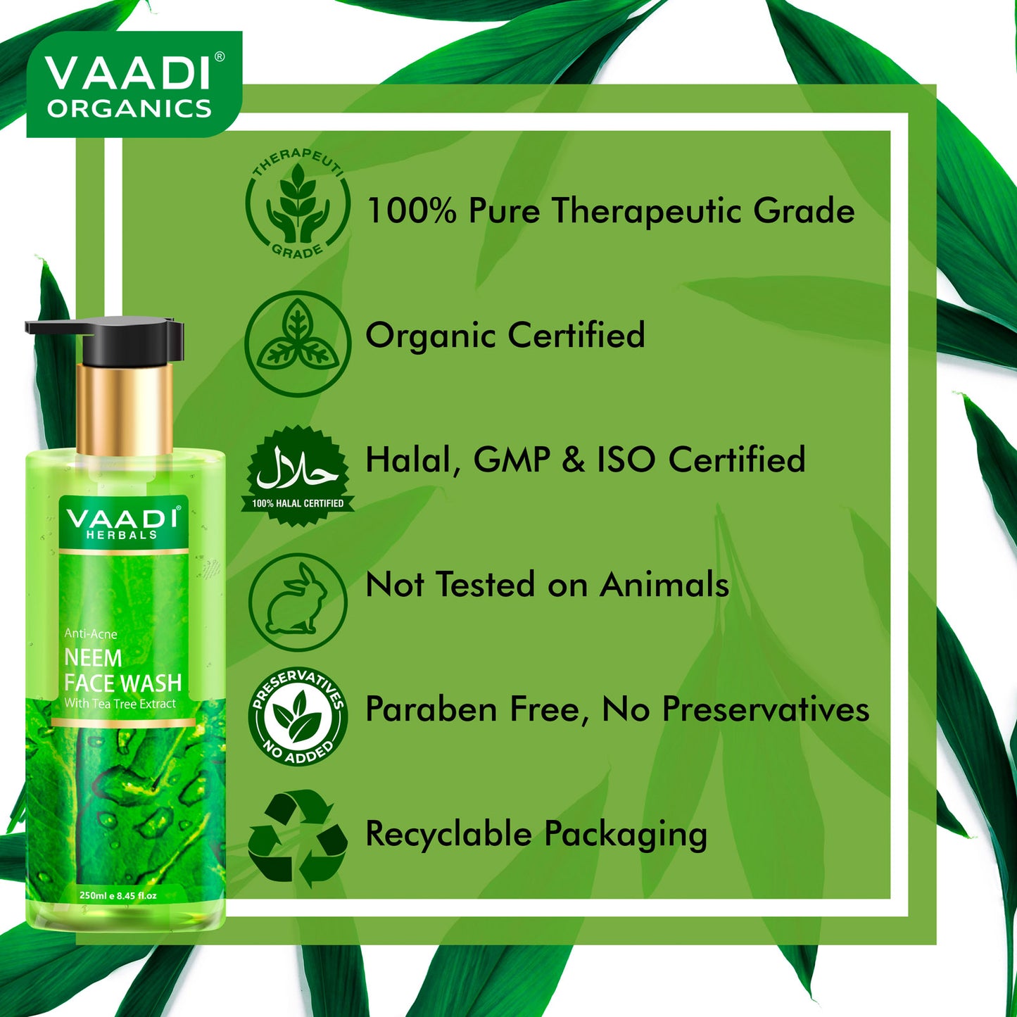 Anti-Acne Neem Face Wash With Tea Tree Extract (250 ml / 8.5 fl oz)