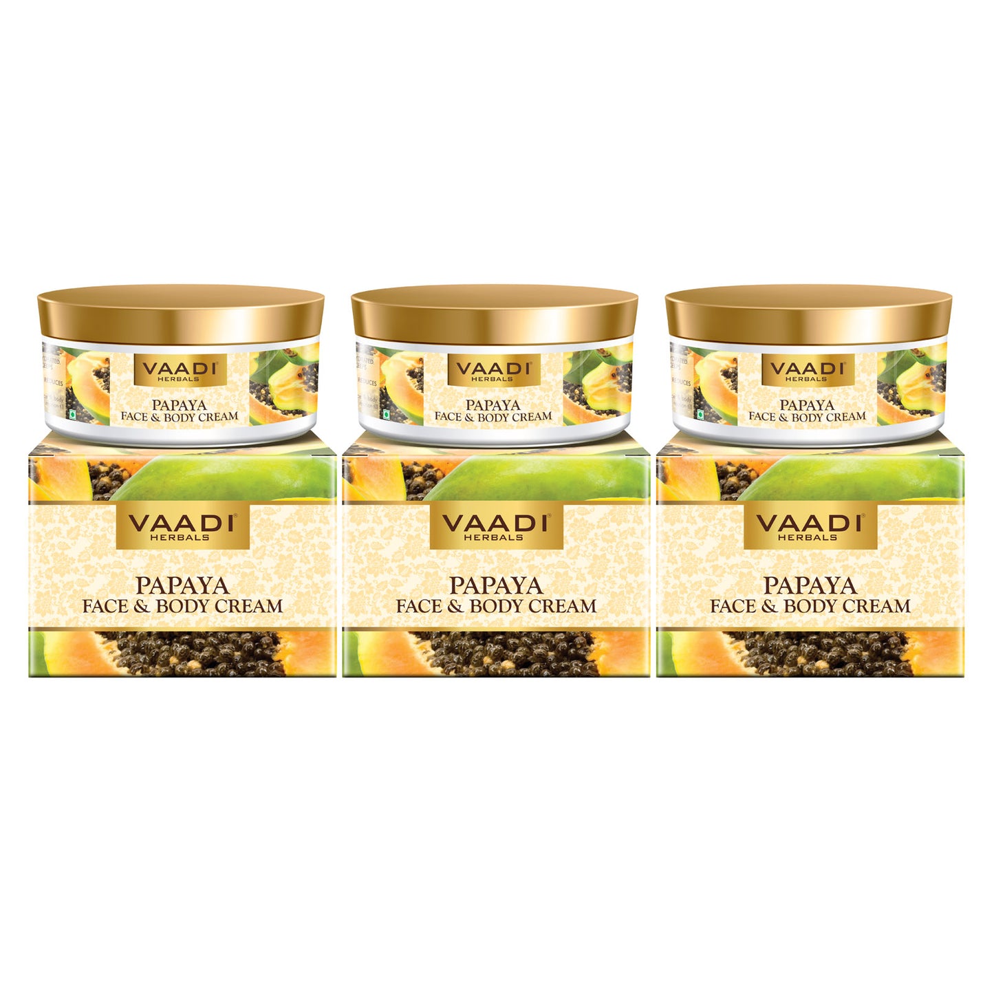 Papaya Face & Body Cream - Maintains Skin Elasticity - Keeps Skin Youthful (3 x 150 gms/ 5.3 oz)