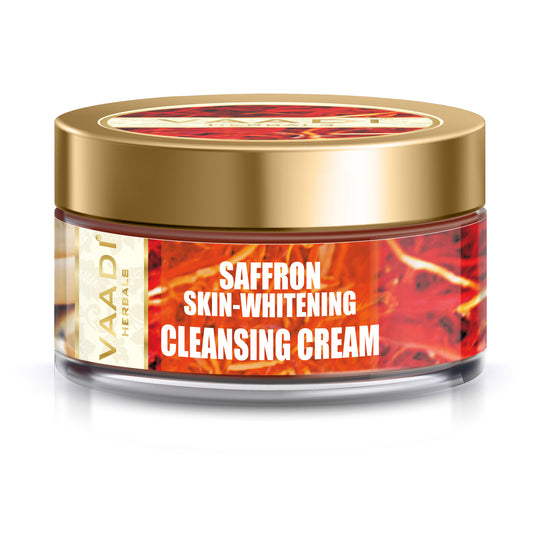 Skin Brightening Saffron Cleansing Cream with Basil Oil & Shea Butter - Improves Complexion - Reduces Puffiness, Marks & Spots ( 50 gms/2 oz)