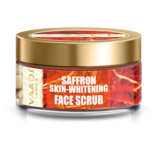 Skin Brightening Saffron Scrub with Basil Oil & Shea Butter - Improves Complexion - Reduces Puffiness, Marks & Spots ( 50 gms/2 oz)