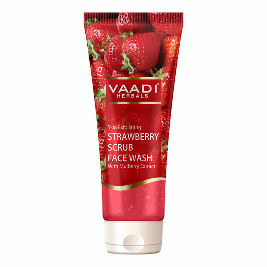 Skin Exfoliating Strawberry Scrub Face Wash with Mulberry Extract- Removes Dead Skin - Deeply Nourishes Skin (60ml/ 2.1 fl oz)