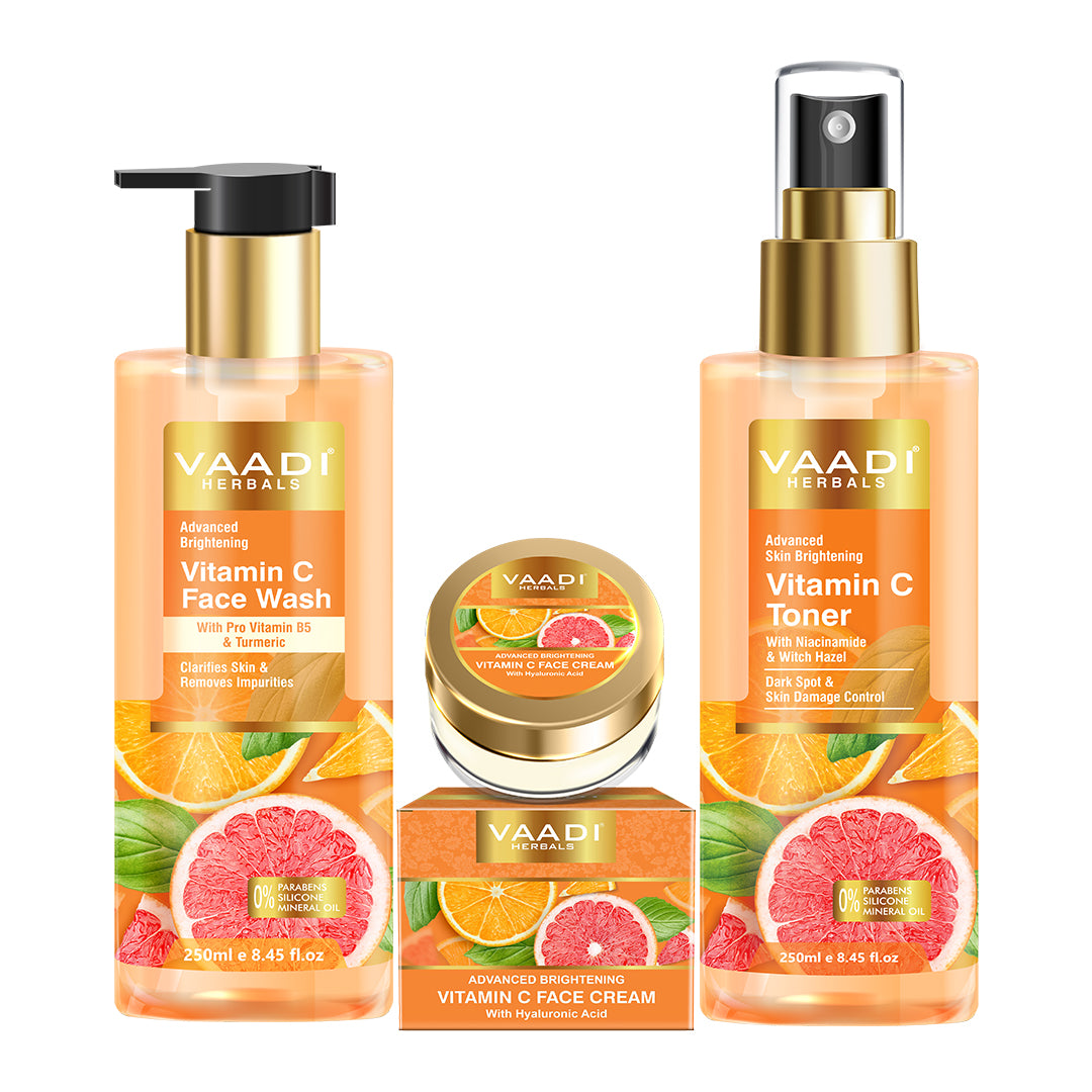 Vitamin C Glow Essentials – Bright & Even Skin Regimen (250 ml + 250 ml + 30 gms)
