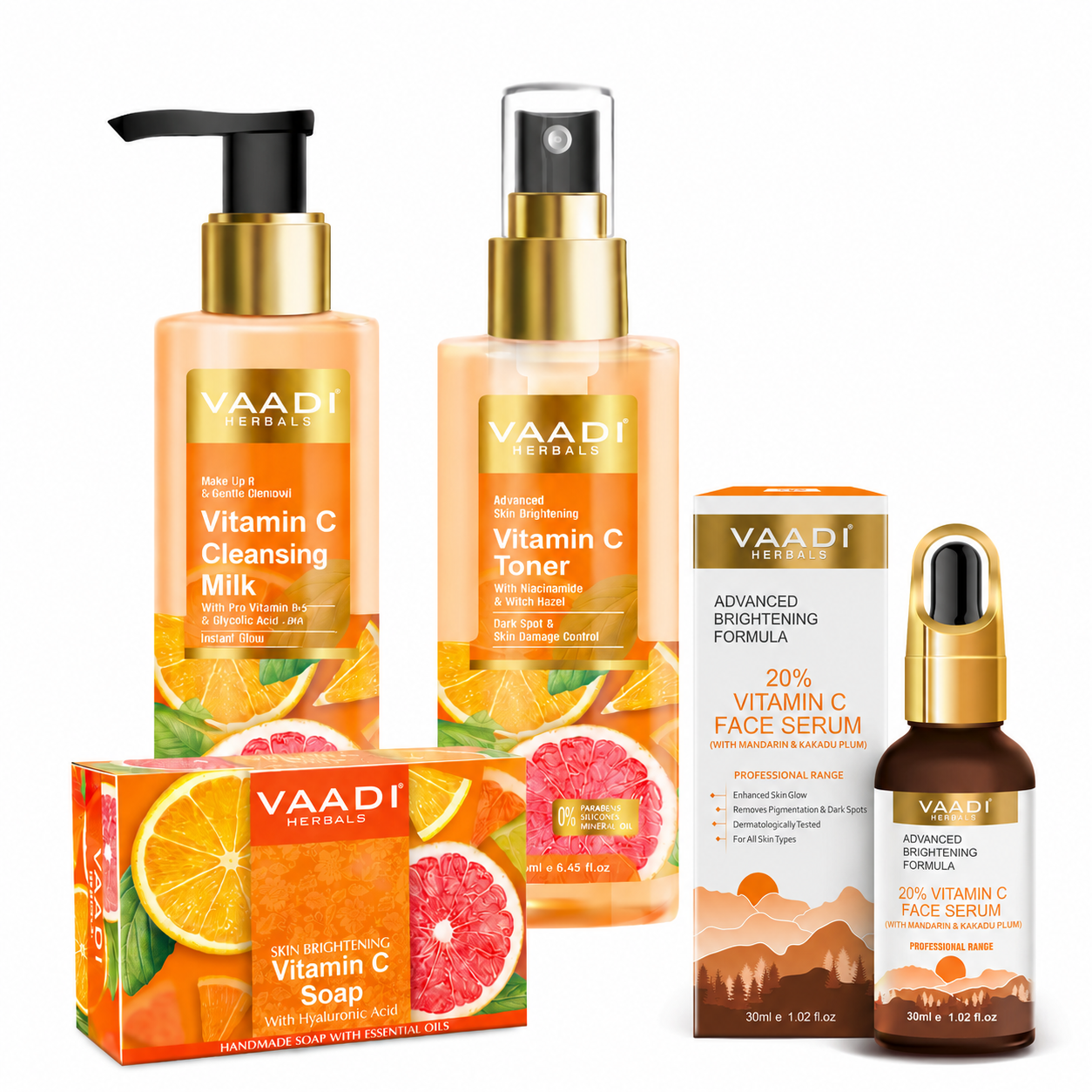 Vitamin C Skin Care Set (Cleansing Milk, Soap, Toner, & Serum)