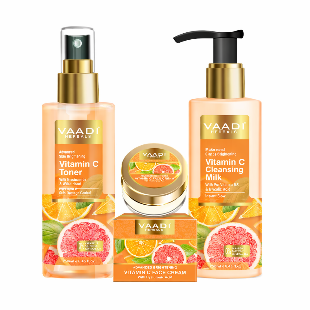 Vitamin C Glow Essentials – Bright & Even Skin Regimen (250 ml + 250 ml + 30 gms)
