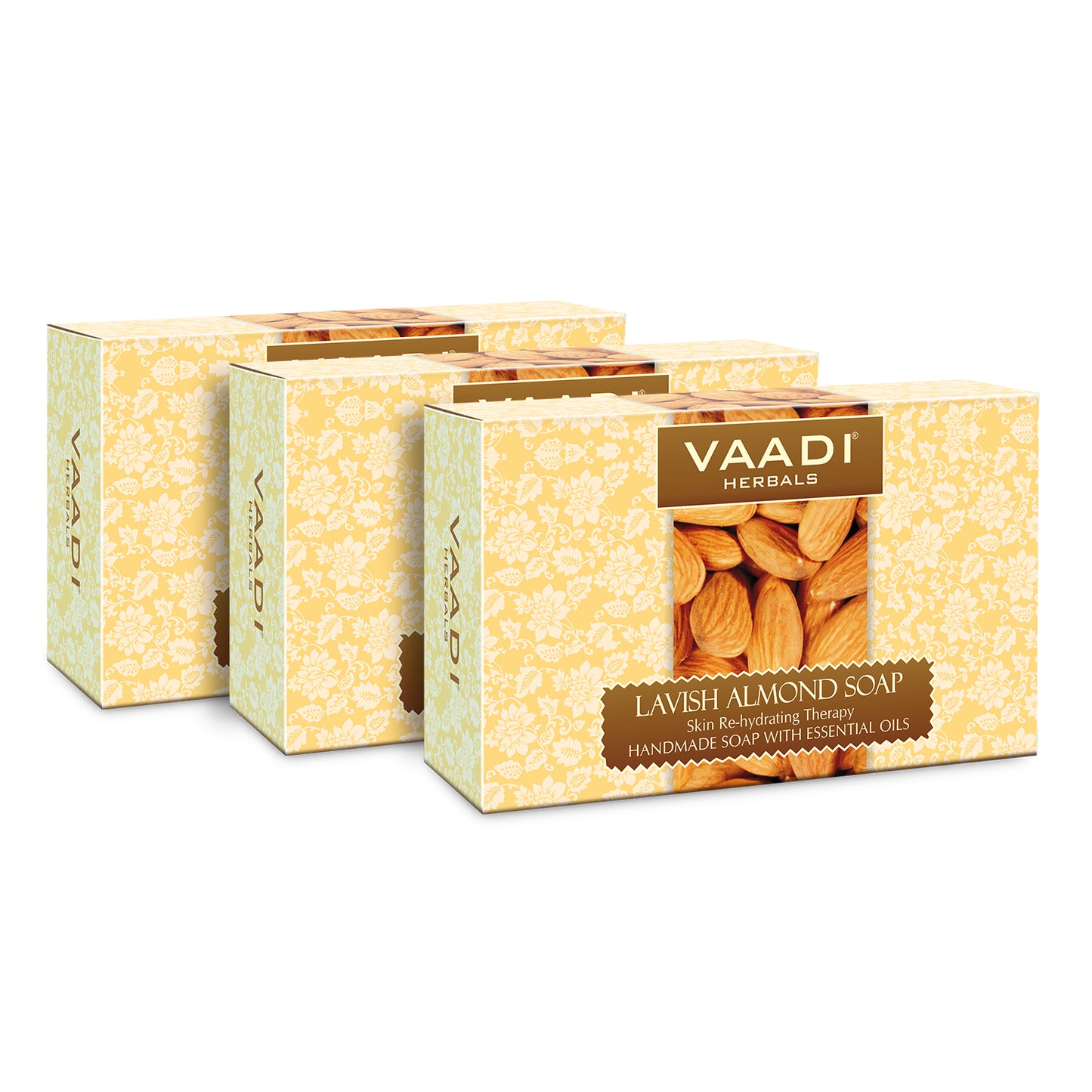 Rehydrating Lavish Almond Soap with Honey & Aloe Vera - Improves Complexion - Keeps Skin Nourished (3 x 75 gms/2.7 oz)