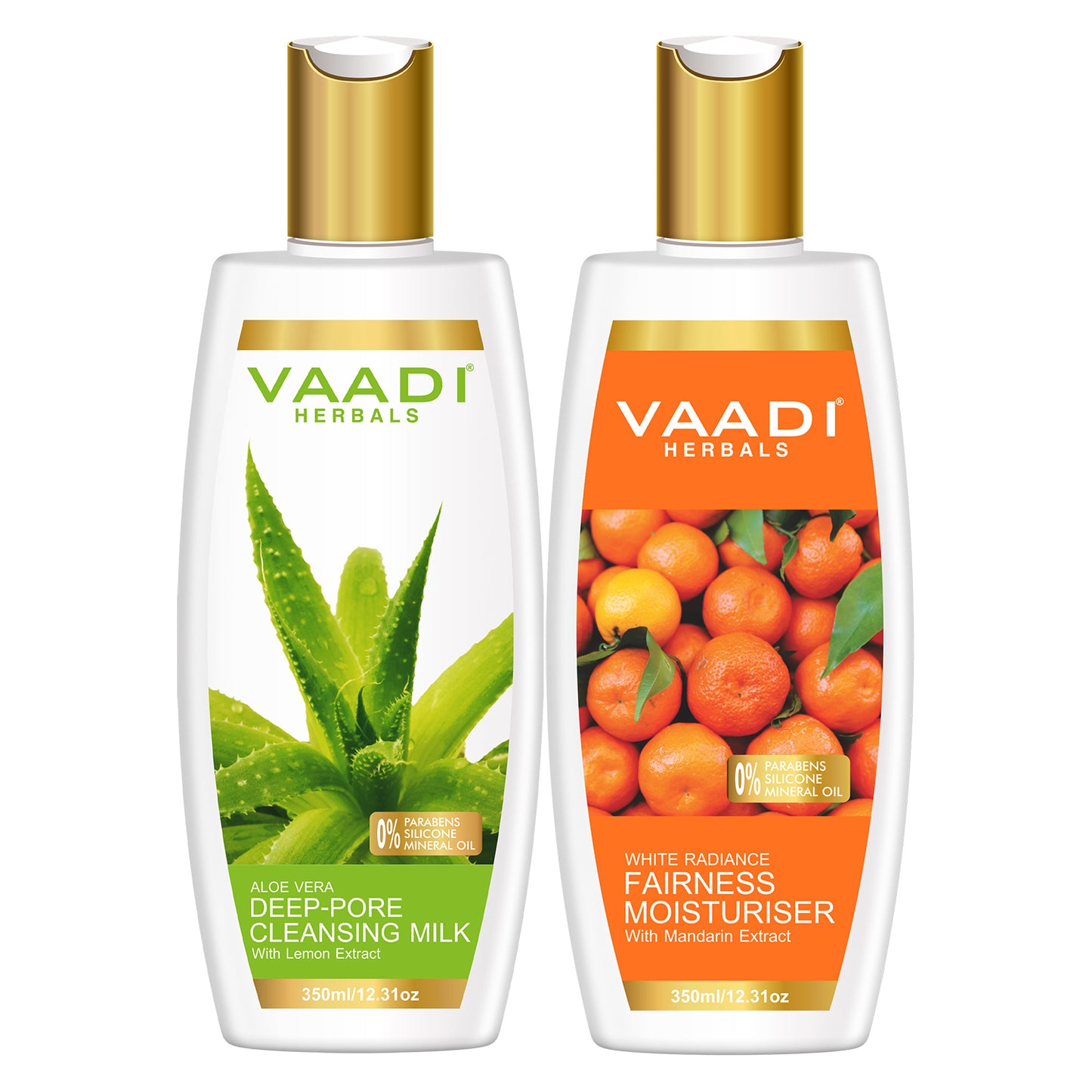 Aloe Vera Deep Pore Cleansing Milk with Skin Brightening Lotion with Mandarin Extract (2 x 350 ml/ 12 fl oz)