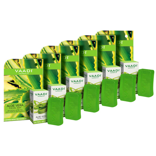 Aloe Vera Facial Bar with Tea Tree and Honey - Reduces Acne - Keeps Skin Infection Free (6 x 25 gms/0.9 oz)
