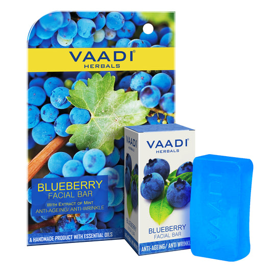 Blueberry Facial Bar with Mint Extract & Olive Oil - Prevents Wrinkles - Makes Skin Youthful (25 gms/0.9 oz)