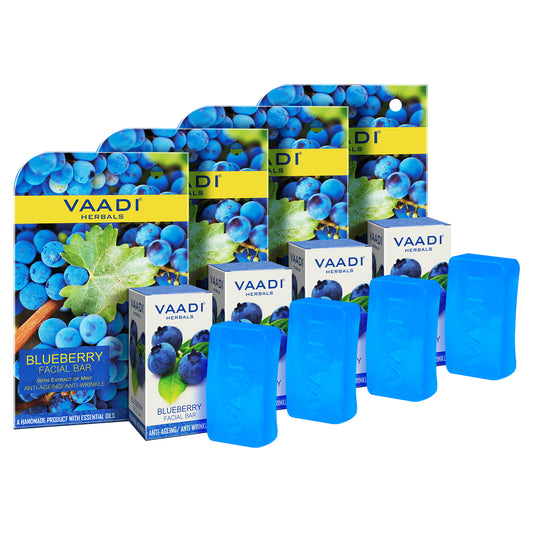 Blueberry Facial Bar with Mint Extract & Olive Oil - Prevents Wrinkles - Makes Skin Youthful (4 x 25 gms/0.9 oz)