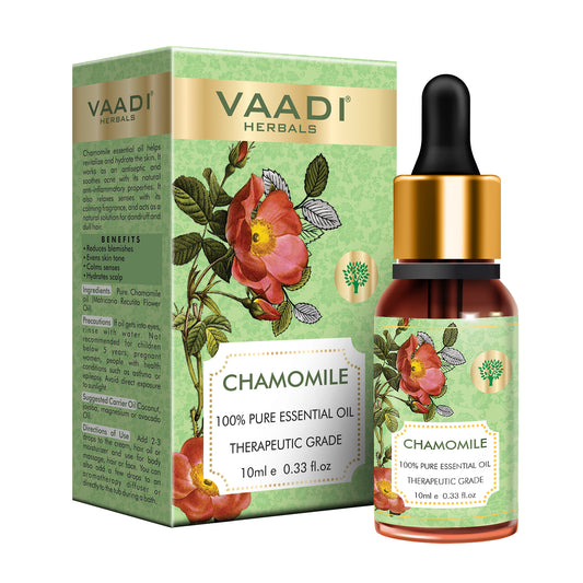 Chamomile Essential Oil - Reduces Blemishes, Evens Skin Tone - Relieves Stress, Better Sleep - 100% Pure Therapeutic Grade (10 ml/ 0.33 oz)