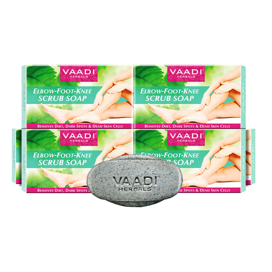 Elbow Foot Knee Scrub Soap with Almond & Walnut - Removes Dead Skin - Makes Skin Soft (6 x 75 gms / 2.7 oz)
