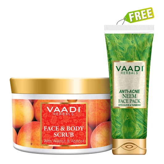 Organic Face & Body Scrub with Walnut ( 500 gms ) with free Organic Neem Face Pack (120 gms)