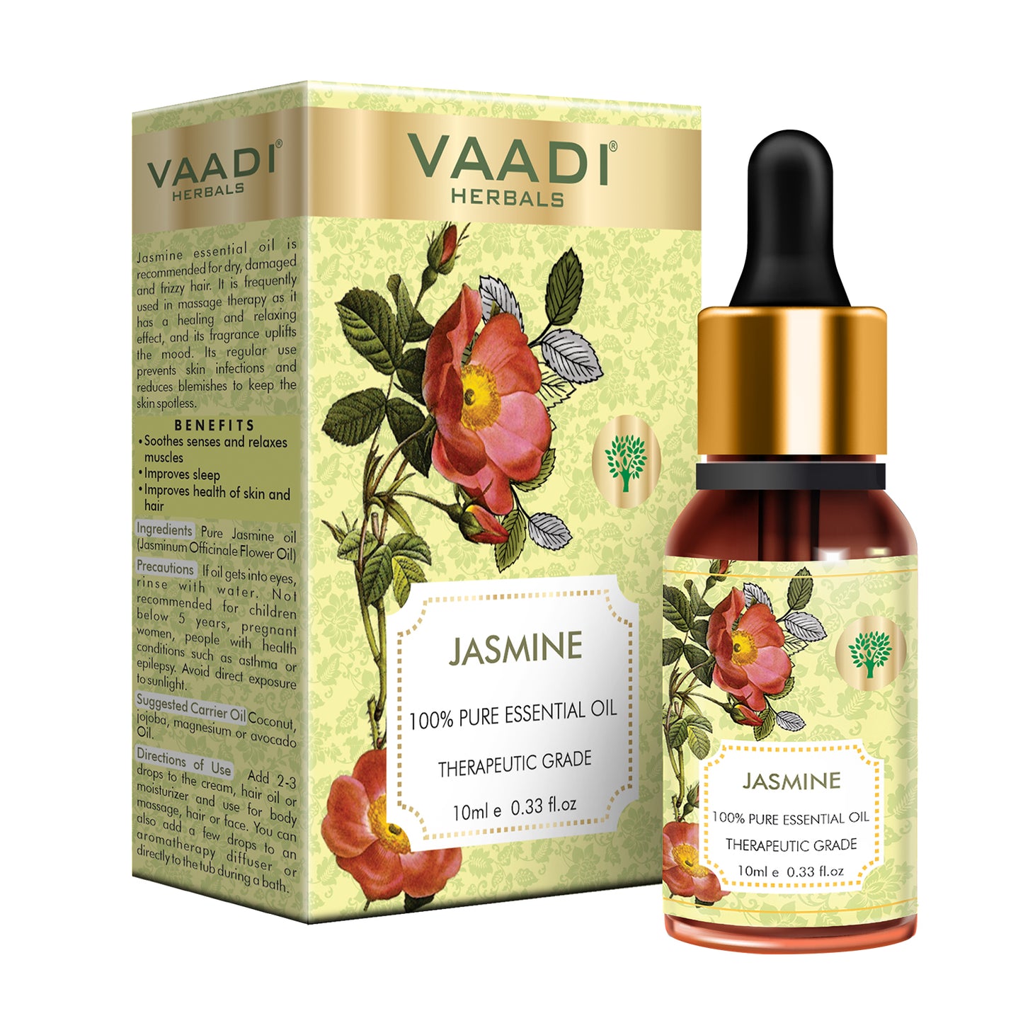 Organic Jasmine Essential Oil - Nourishes Dry & Damaged Hair, Improves Sleep, Uplifts Mood, Reduces Acne & Blemishes