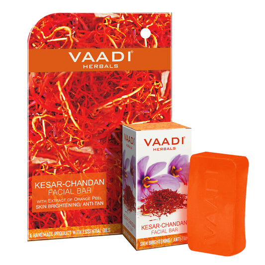 Saffron Sandal Facial Bar with Orange Peel Extract - Makes Skin Flawless (25 gms/0.9 oz)