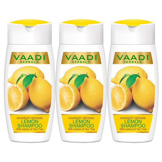 Dandruff Defense Lemon Shampoo with Tea Tree Extract - Disinfects Scalp - Prevents Hairfall (3 x 110 ml/ 4 fl oz)