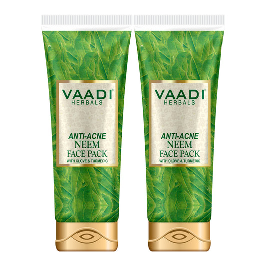 Neem Face Pack with Clove & Turmeric - Removes Acne and Pigmentation Marks - Clears Impurities and Soothes Skin (2 x 120 gms / 4.3 oz)
