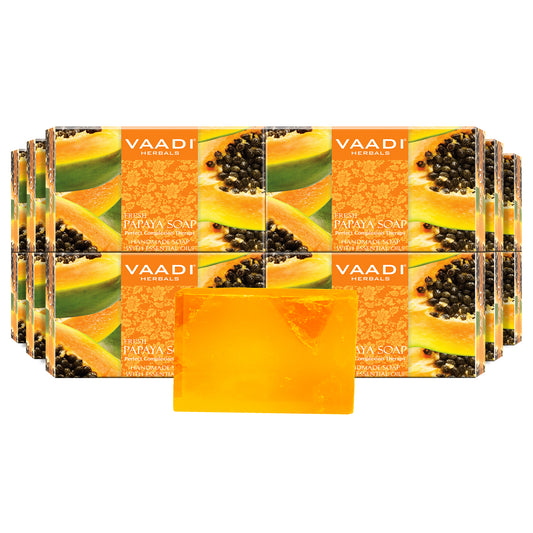 Fresh Papaya Soap - Clears Impurities off Skin - Lightens Skin Tone - Gives a Natural Glow (12 x 75 gms / 2.7 oz)