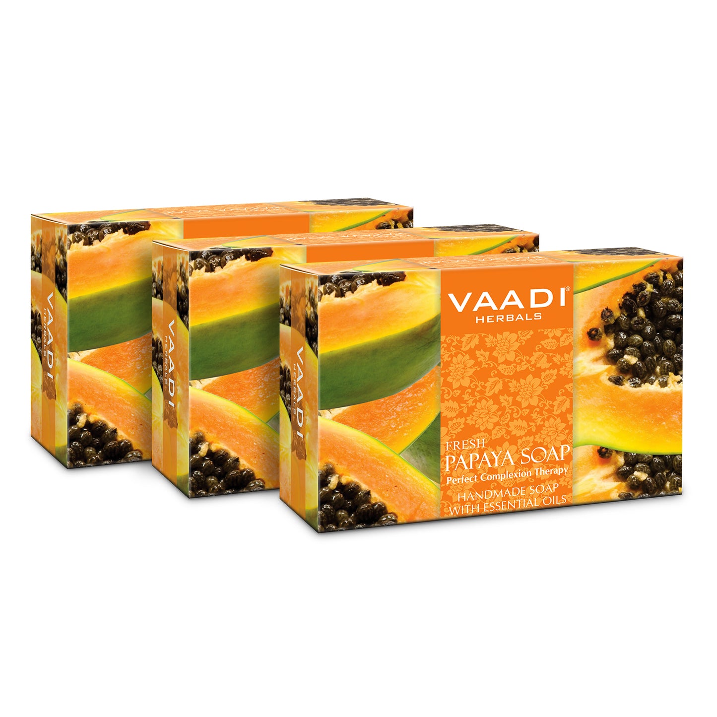 Fresh Papaya Soap - Clears Impurities off Skin - Lightens Skin Tone - Gives a Natural Glow (3 x 75 gms / 2.7 oz)