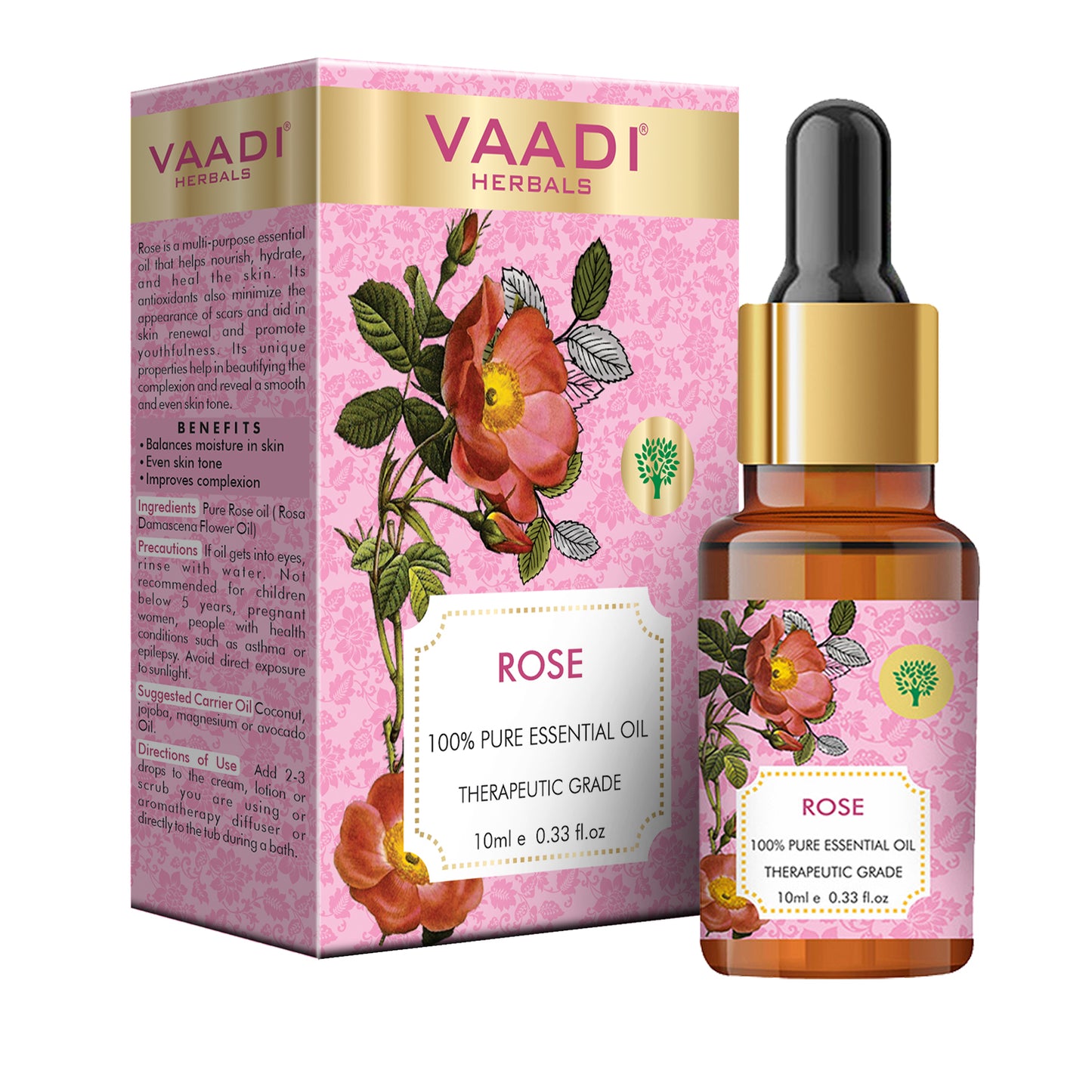 Rose Essential Oil - Improves Complexion, Evens Skin Tone - 100% Pure Therapeutic Grade (10 ml/ 0.33 oz)